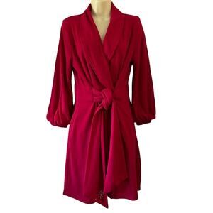Soma Intimates Red Knit Wrap Robe Woman Size Medium Rhinestone Belt Pockets